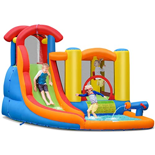 BOUNTECH Inflatable Water Slide, Bounce House Water Slide for Kids Outdoor Fun w/Waterslide, Splash Pool, Climbing Wall, Water Slides Inflatables for Kids Toddlers Boys Girls Backyard Party Gifts